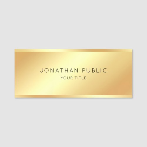 Stylish Trendy Gold Look Template Modern Design Name Tag
