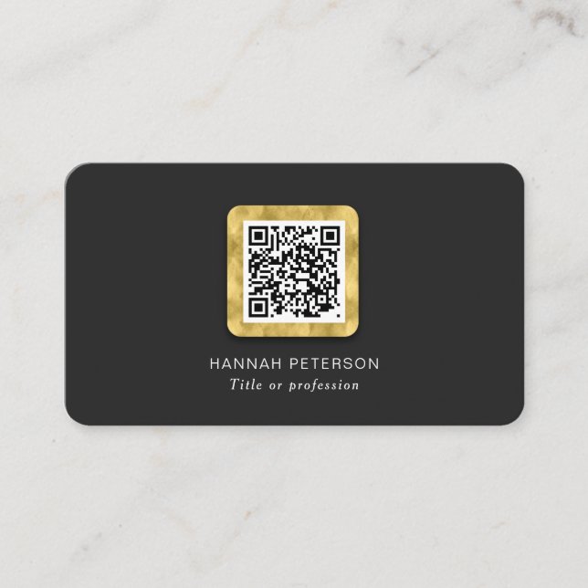 Stylish trendy gold networking modern QR code Business Card (Front)