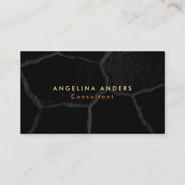 Stylish Trendy Gray Black Stone Plain Modern Business Card (Front)