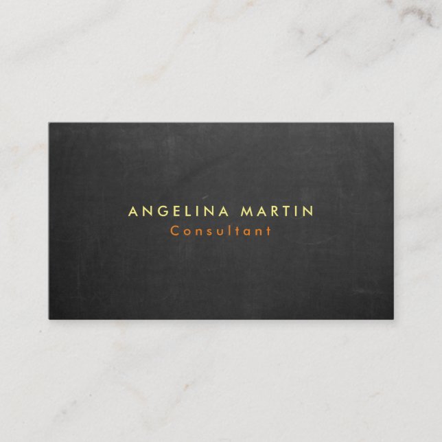 Stylish Trendy Gray Chalkboard Plain Modern Business Card (Front)