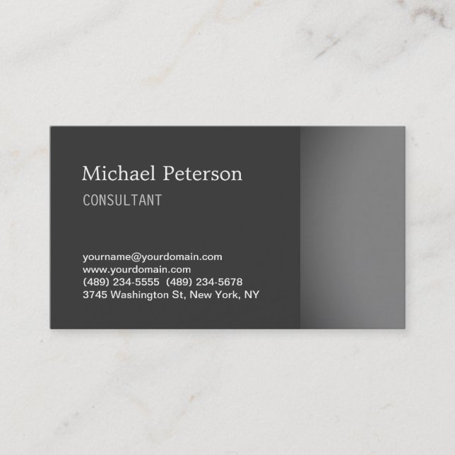 Stylish Trendy Gray Consultant Business Card (Front)