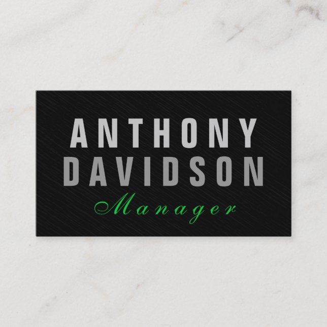 Stylish Trendy Gray Green Manager Business Card (Front)