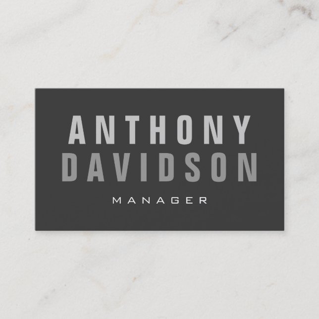 Stylish Trendy Gray Manager Business Card (Front)