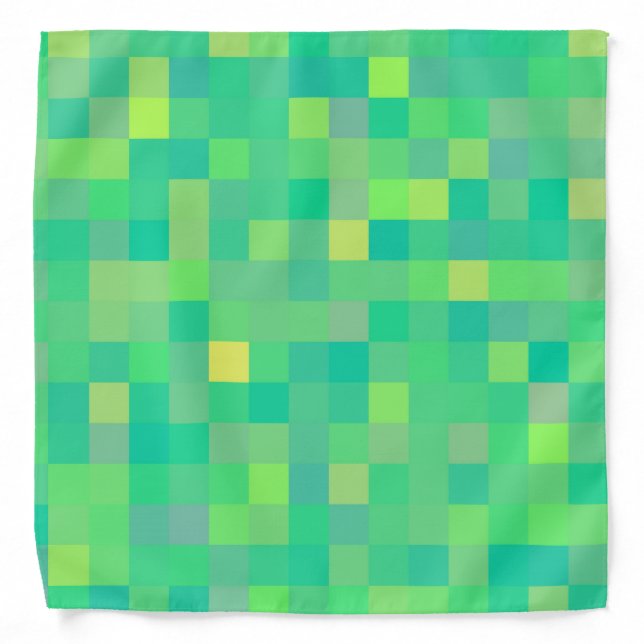 Stylish Trendy Green/Yellow Pixel Mosaic Pattern Bandana (Front)
