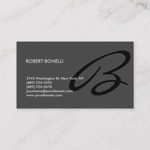 Stylish Trendy Grey Black Monogram Business Card