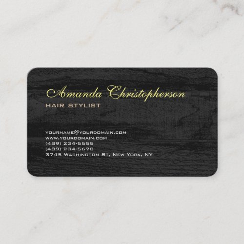 Stylish Trendy Grey Wood Hair Stylist Unique Business Card