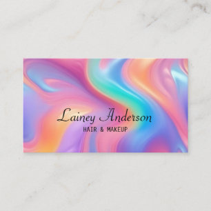 Stylish Trendy groovy neon faux holograpic Business Card