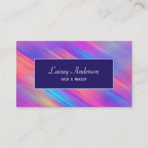 Stylish Trendy groovy neon pink blue purple Business Card
