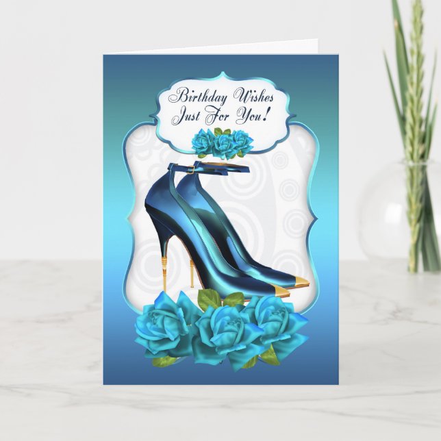 Stylish Trendy High Heel Shoe Birthday Greeting Ca Card (Front)