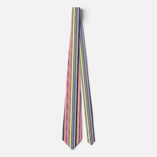 Stylish Trendy Hot Pink Black Yellow Stripe Design Neck Tie