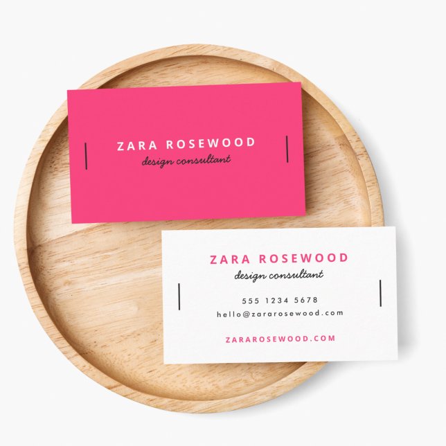 Stylish Trendy Hot Pink Modern Minimalist Feminine Business Card (Creator Uploaded)