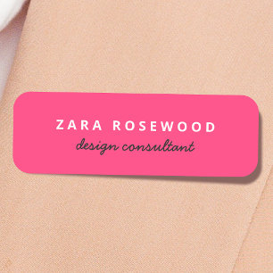Stylish Trendy Hot Pink Modern Minimalist Feminine Name Tag