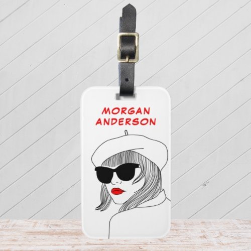 Stylish Trendy Linear Women Red  White Travel Luggage Tag