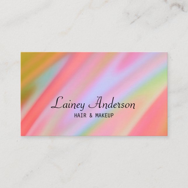 Stylish Trendy luxury pink orange green abstract Business Card (Front)