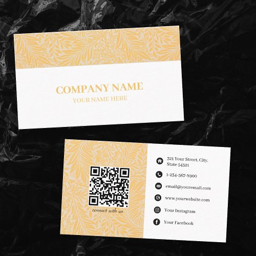 Stylish Trendy Minimalist Social Media QR Code  Business Card