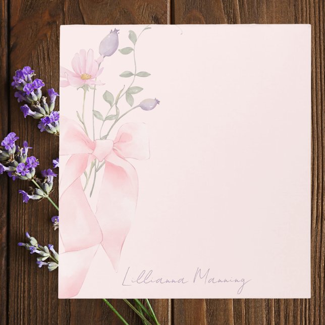 Stylish Trendy Modern Elegant Pink Bow Notepad (Creator Uploaded)