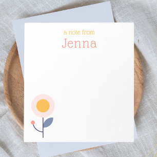 Stylish Trendy Modern Floral "A Note From" Notepad