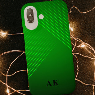 Stylish & Trendy Modern Green Monogram Initial iPhone 16 Case
