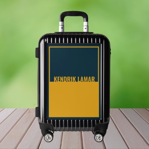 Stylish Trendy Modern Navy Blue  Yellow Travel Luggage