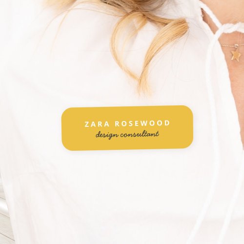 Stylish Trendy Mustard Yellow Modern Minimal Name Tag