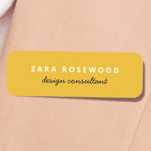 Stylish Trendy Mustard Yellow Modern Minimal Name Tag