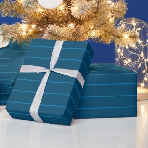 Stylish Trendy Ocean Blue Striped Modern Gift Wrapping Paper