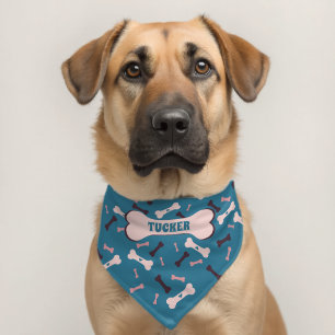 Stylish Trendy Palette Custom Name Bones Pattern  Pet Bandana Collar