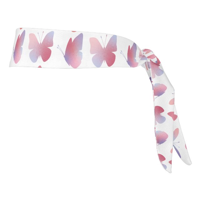 Stylish & Trendy Pastel Pink & Blue Butterflies Tie Headband (Rotate 90)