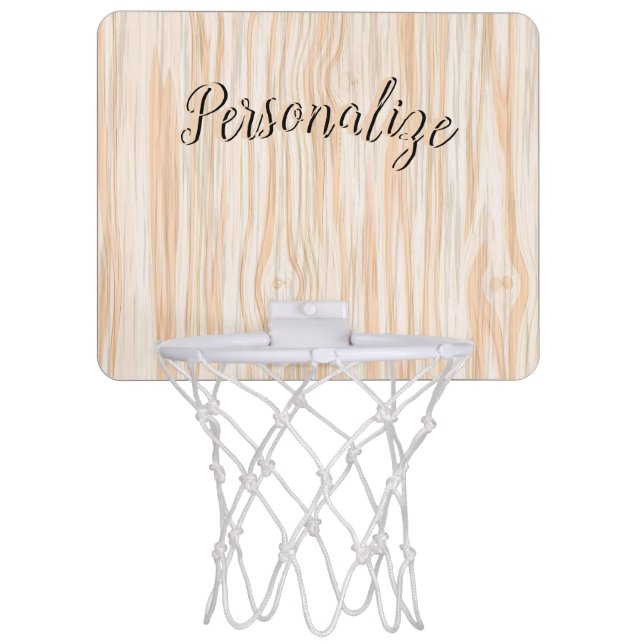 Stylish Trendy Pastel Stained Faux White Wood Mini Basketball Hoop (Front)