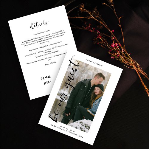 Stylish Trendy Photo Be Our Guest QR Wedding Save The Date