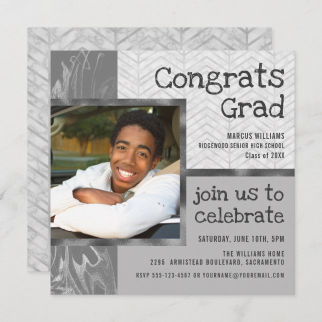 Stylish Trendy Photo Template Graduation Party (Front/Back)