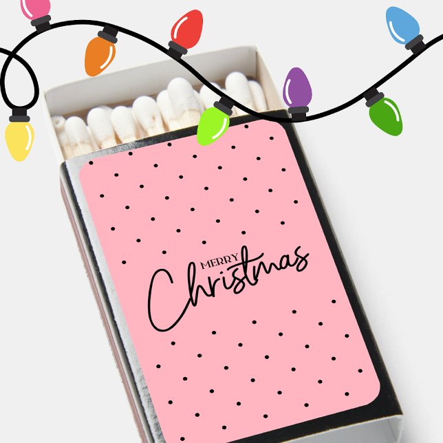 Stylish Trendy Pink and Black Merry Christmas Matchboxes (Creator Uploaded)