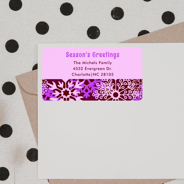 Stylish Trendy Purple Snowflake Return Address  Label (Creator Uploaded)