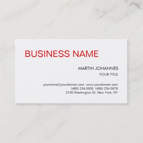 Stylish Trendy Red Black White Business Card