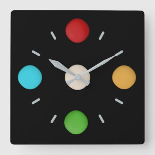 Stylish Trendy Red Yellow Green Blue Dots  Square Wall Clock
