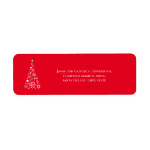 Stylish Trendy Script red Christmas tree Label