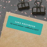 Stylish Trendy Sea Green Return Address Label<br><div class="desc">A simple stylish custom design with modern and handwritten script typography with a sea green feature color. The text can easily be personalized to make a design as unique as you are! The perfect trendy bespoke design for personal or business use!</div>