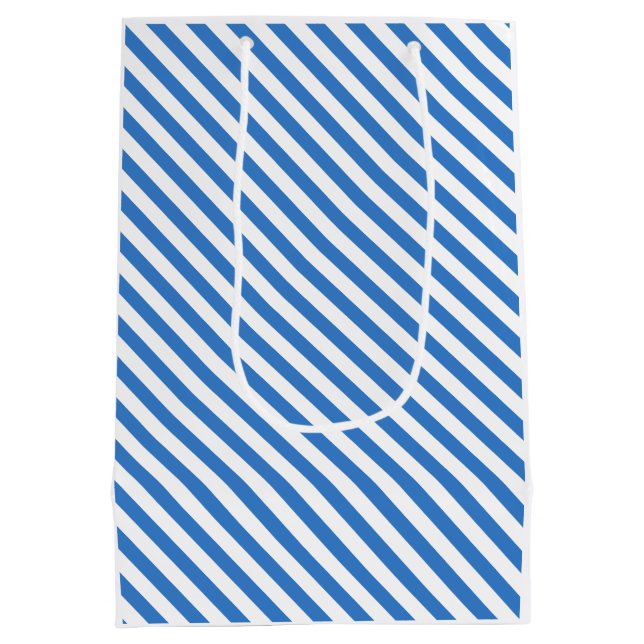 Stylish Trendy Template Modern Blue White Stripes Medium Gift Bag (Back)