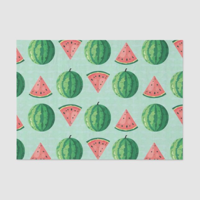 Stylish Trendy Watercolor Watermelon  Tissue Paper (Front)