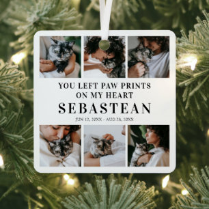 Stylish Tribute 6 Photo Collage Pet Cat Memorial Metal Ornament
