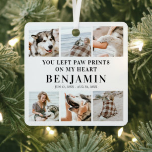 Stylish Tribute 6 Photo Collage Pet Dog Memorial Metal Ornament