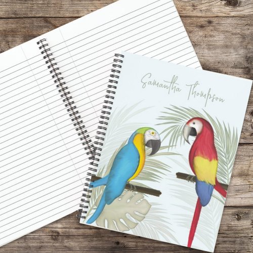 Stylish Tropical Birds Cute Trendy Calligraphy Notebook
