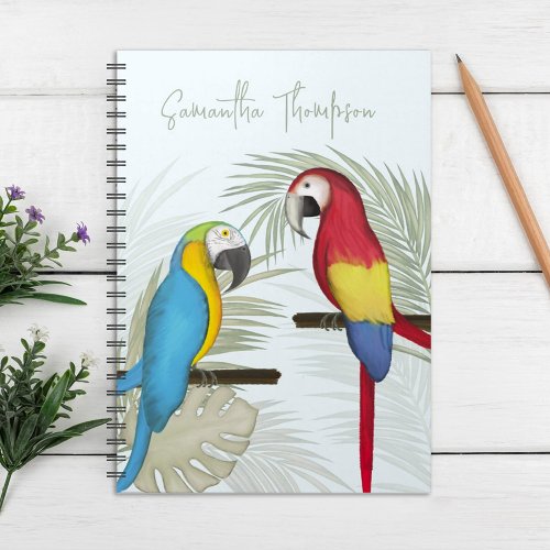 Stylish Tropical Birds Cute Trendy Calligraphy  Notebook