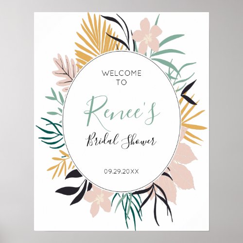 Stylish Tropical Bridal Shower Welcome Sign