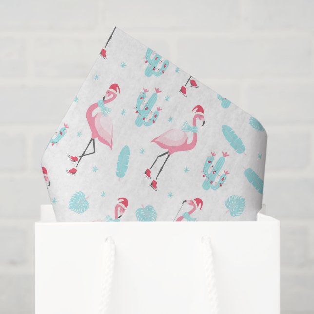 Stylish Tropical Christmas Pink Flamingo Girly Tissue Paper (Gift Bag)