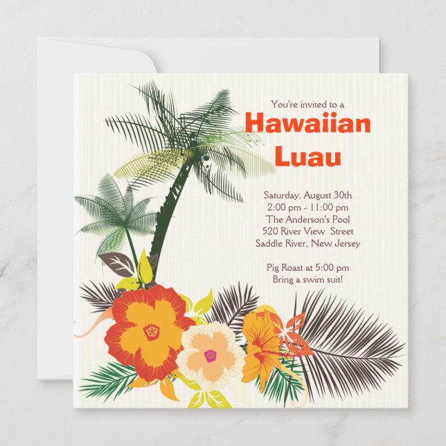 Stylish Tropical Drinks Hawaiian Luau Party Invitation (Front)