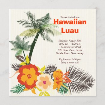 Stylish Tropical Drinks Hawaiian Luau Party Invitation by celebrateitinvites at Zazzle