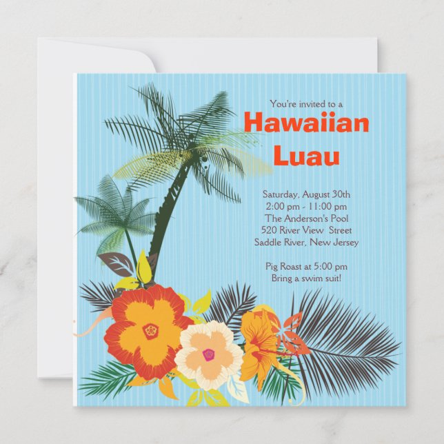 Stylish Tropical Drinks Hawaiian Luau Party Invitation (Front)