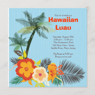 Stylish Tropical Drinks Hawaiian Luau Party Invitation
