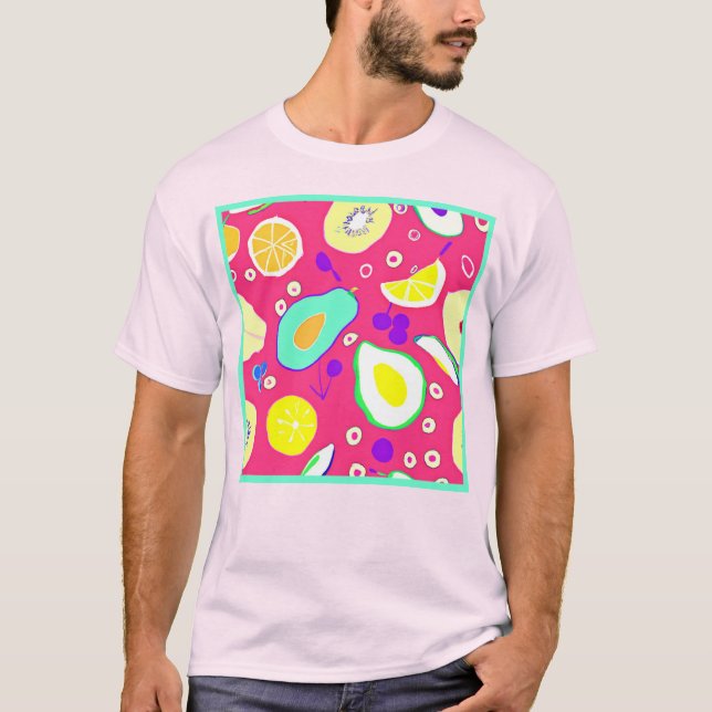 Stylish Tropical Fruits Patterns Art. Buy Now T-Shirt (Front)